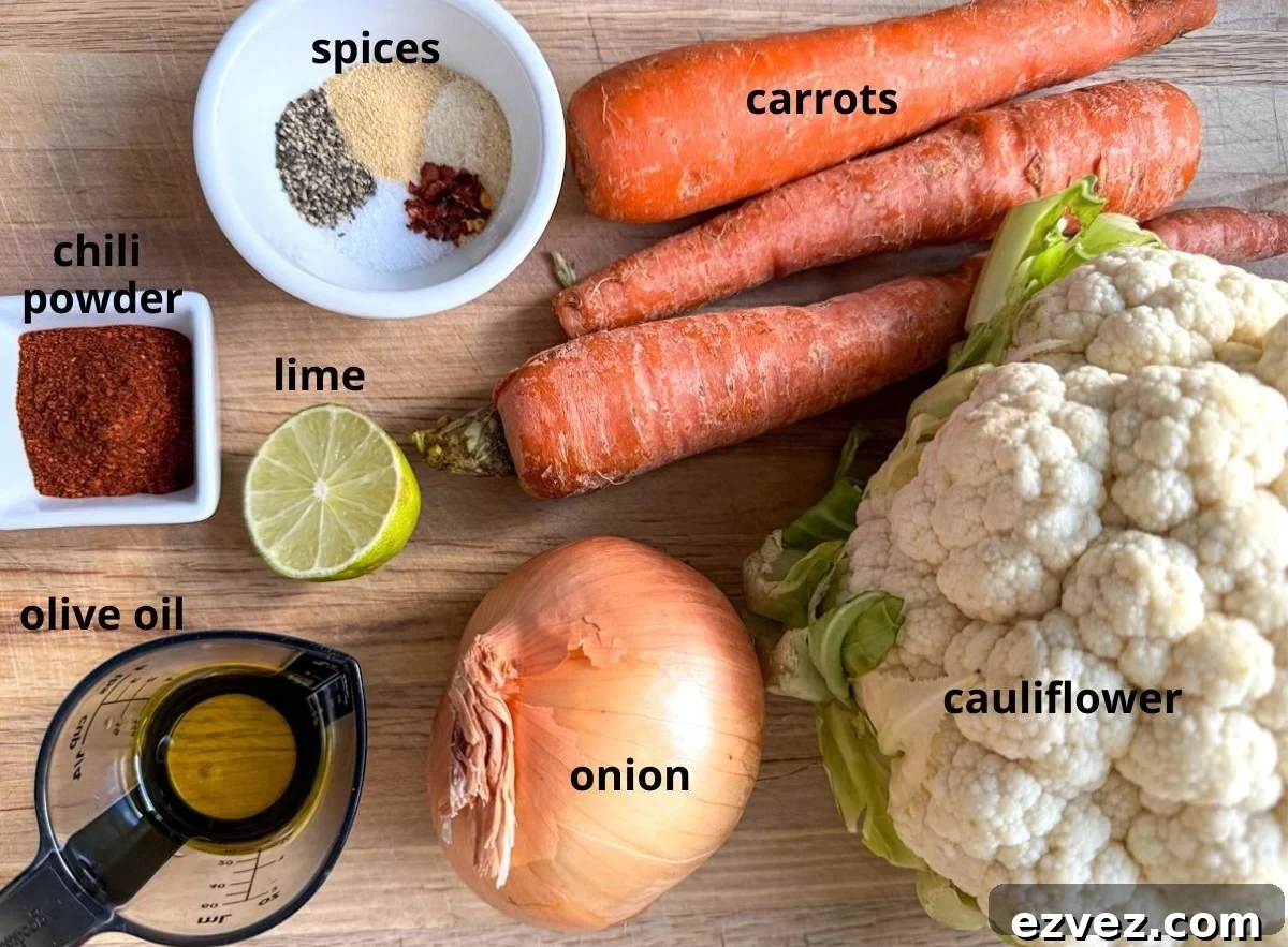 roasted cauliflower and carrots ingredients