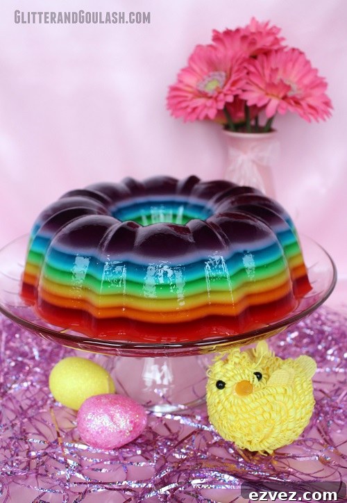 Rainbow Jello Mold Recipe: Layered Gelatin Dessert Tutorial 9 Finished jello mold