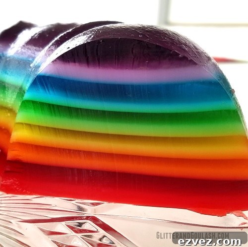 Rainbow Jello Mold Recipe: Layered Gelatin Dessert Tutorial 11 Rainbow jello slices