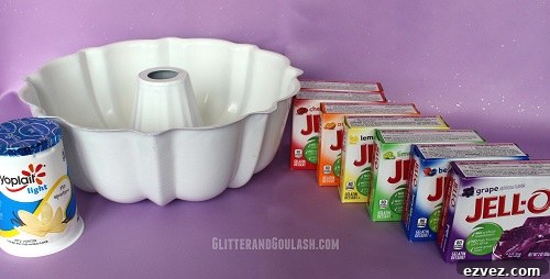 Rainbow Jello Mold Recipe: Layered Gelatin Dessert Tutorial 2 Ingredients and setup