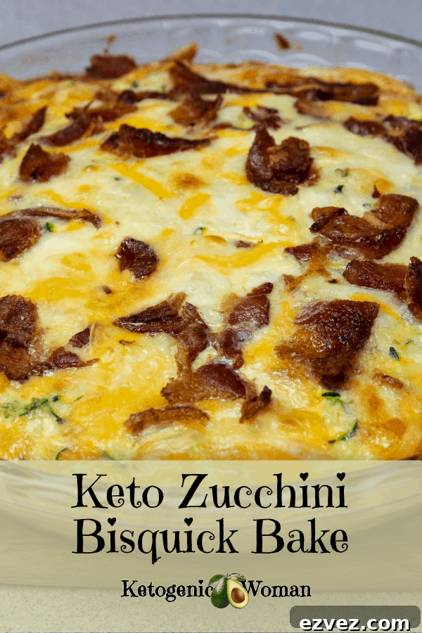 Keto Zucchini Bake with Bisquick-Style Crust 11 Pinterest pin image of zucchini bisquick pie