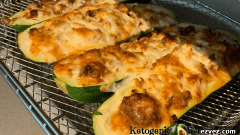 Zucchini boats in air fryer basket