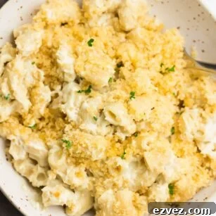 bowl of vegan baked mac and cheese