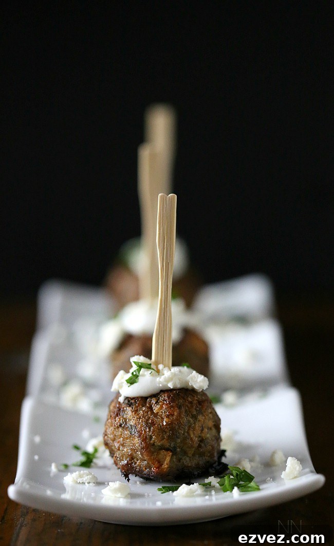 Greek Lamb Meatballs on a platter. 