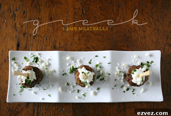 Greek Lamb Meatballs on a serving tray. 