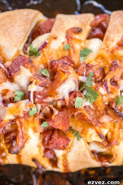 Hawaiian BBQ Pizza Braid - baked