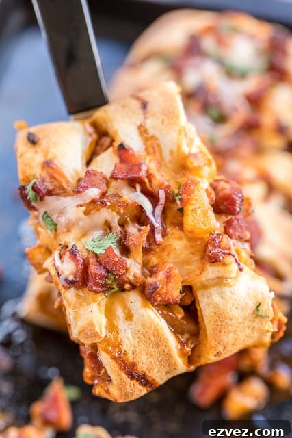 Sliced Hawaiian BBQ Pizza Braid