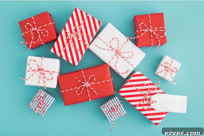 Christmas gifts on a blue background 