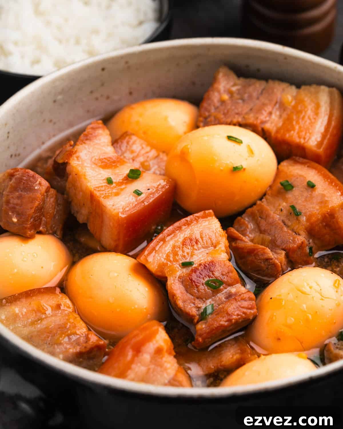 close up of instant pot thit kho.