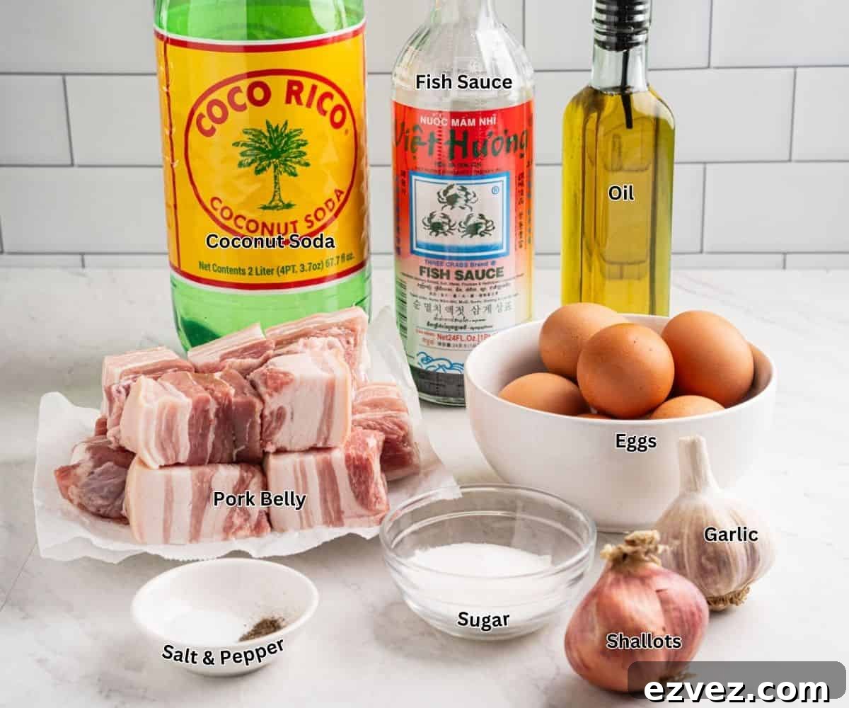 Ingredients for instant pot thit kho.