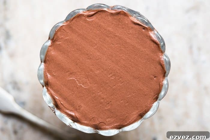 Overhead shot keto chocolate mousse for one