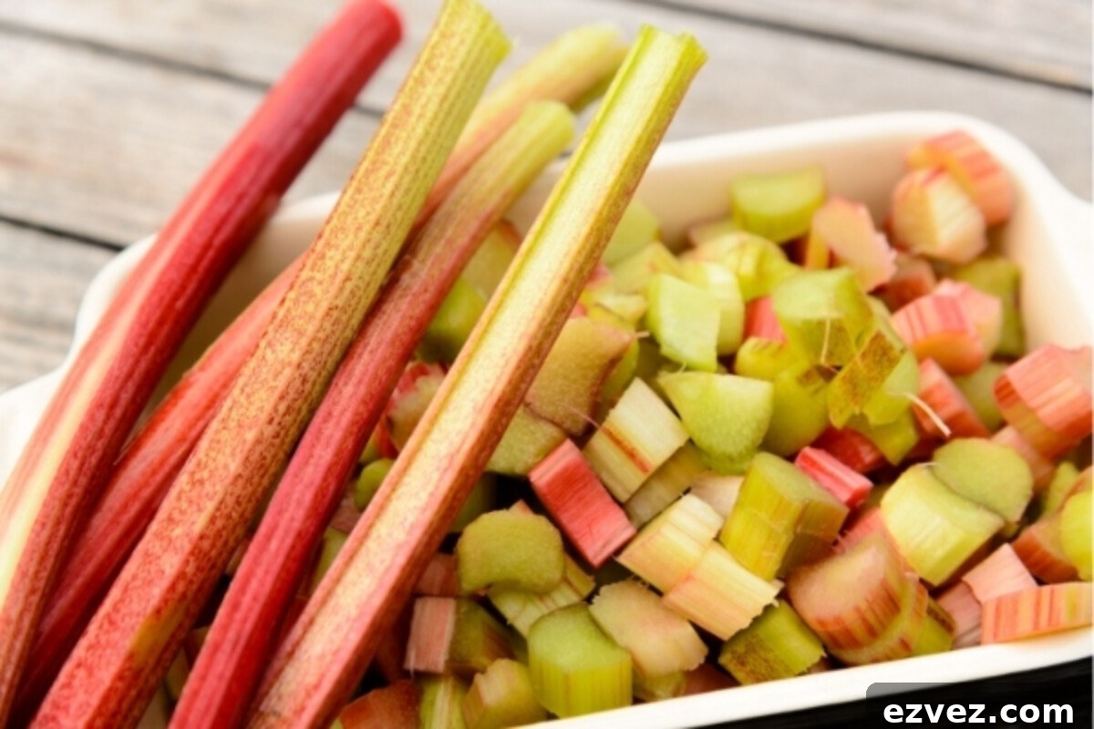 Rhubarb Sliced for Freezing