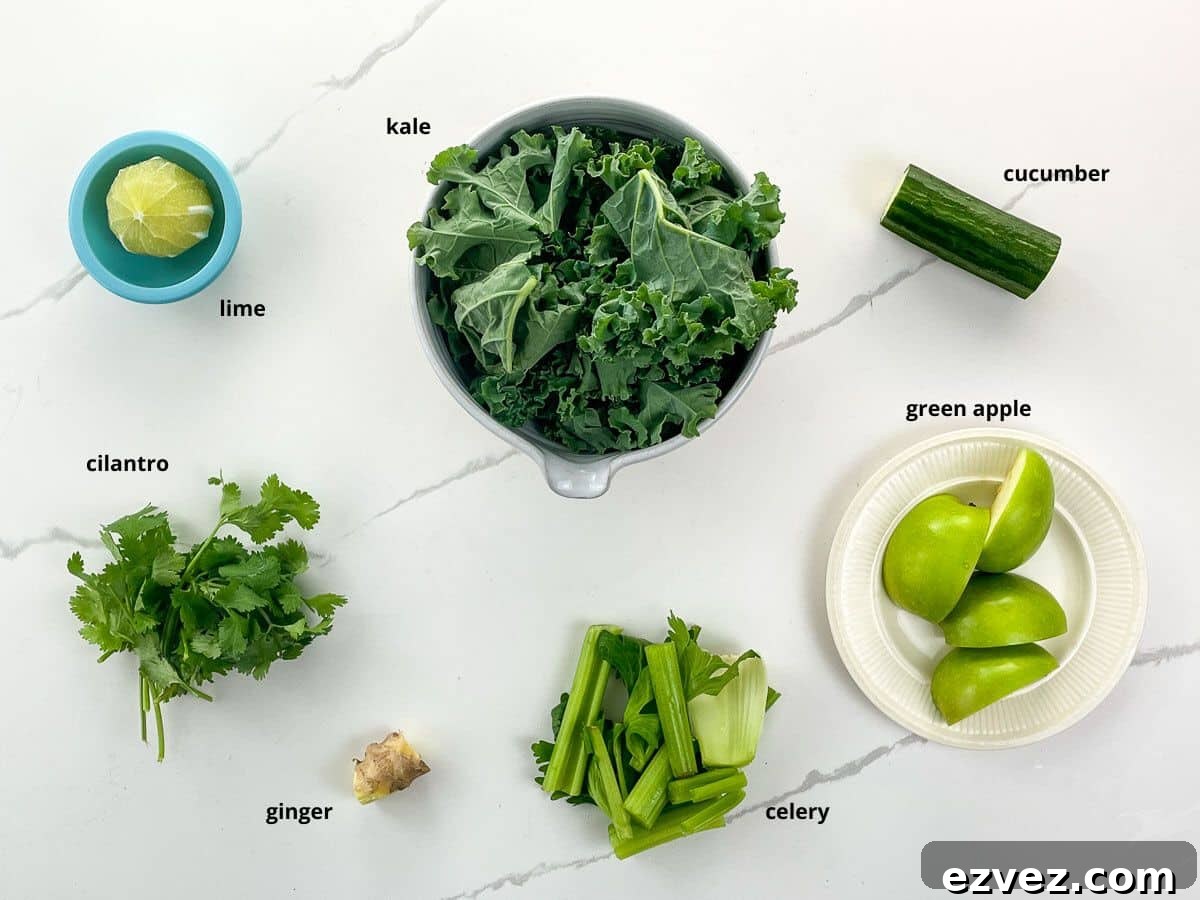 Kale Juice Benefits, Recipes, and How to Make It at Home 3 ingredients in bowls