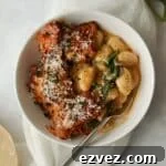 chicken and gnocchi in cream sauce with parmesan and spinach