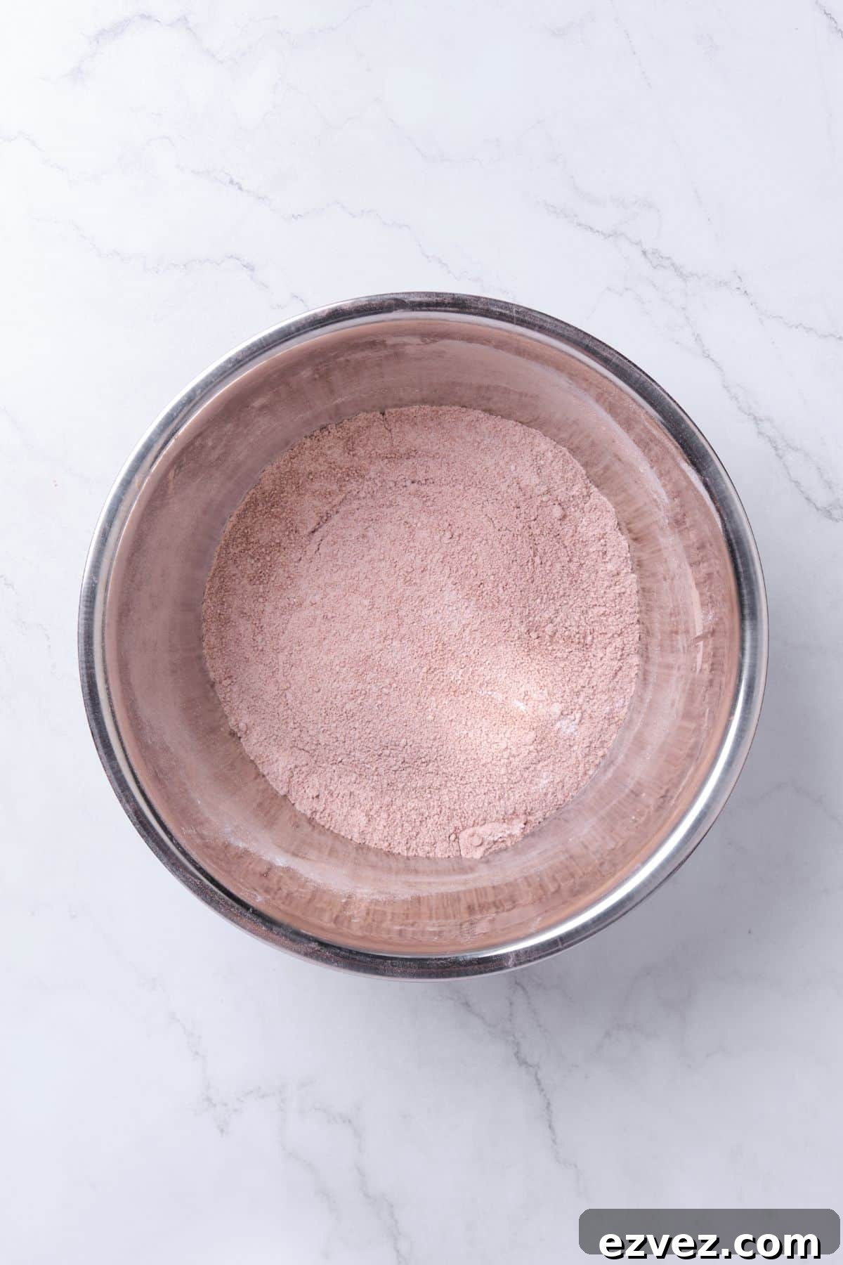 Cake dry ingredients in a bowl.