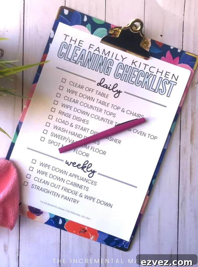 kitchen cleaning checklist pdf printable