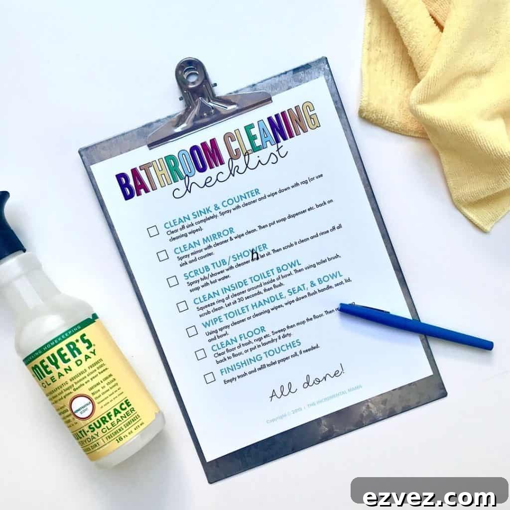 printable bathroom cleaning checklist for kids