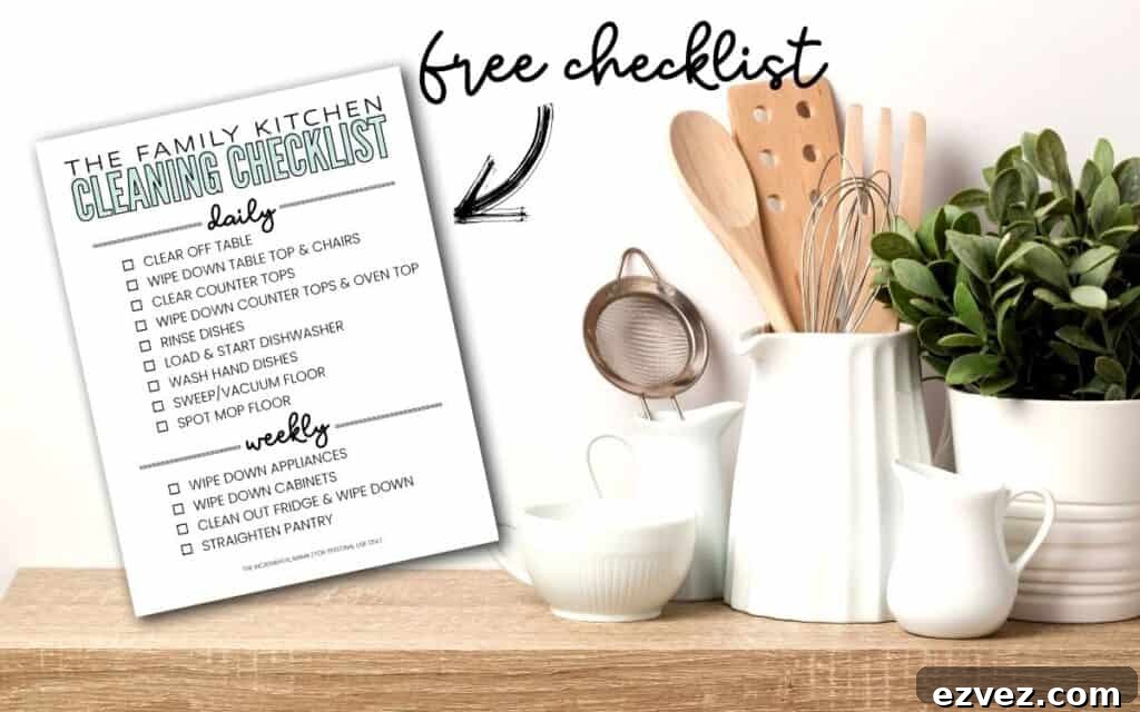 free printable daily kitchen cleaning checklist