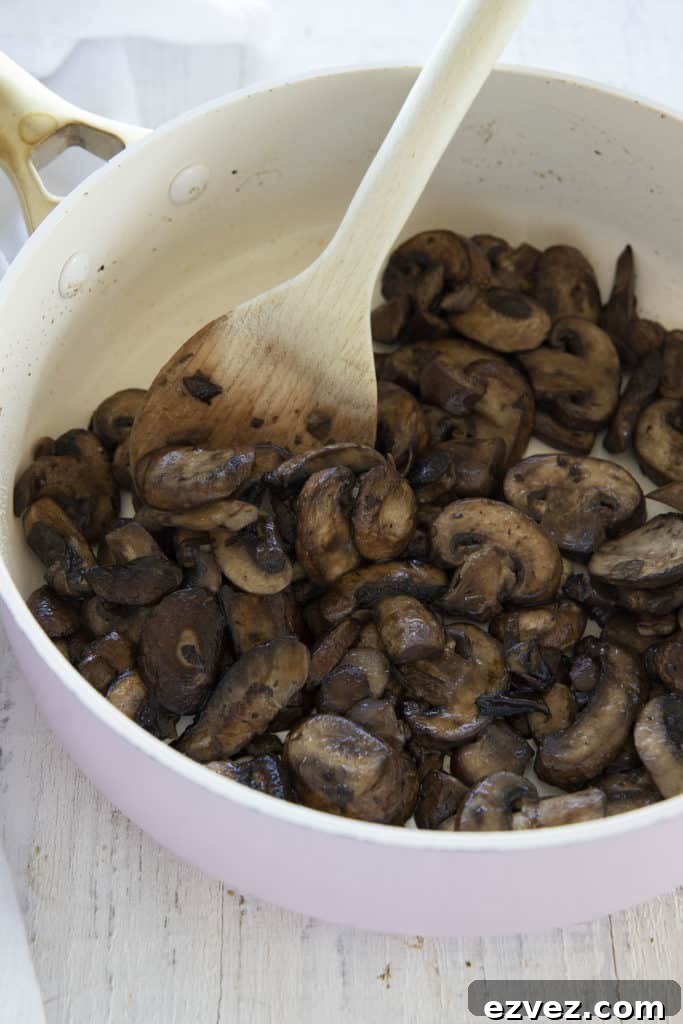 caramelized mushrooms for mushroom shells and cheese