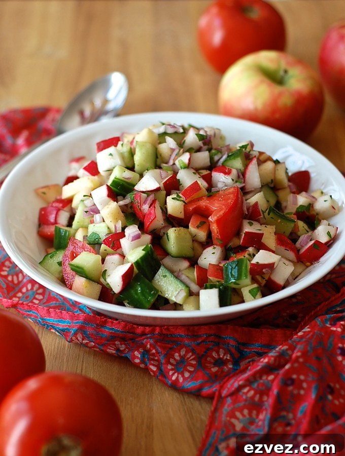 Indian Apple, Tomato and Radish Salad