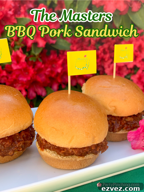easy Masters BBQ pork sandwich original recipe, best easy classic BBQ pork recipe, Augusta National Masters Golf Tournament famous BBQ pork sandwich recipe, best Masters watch party food recipe ideas and decor