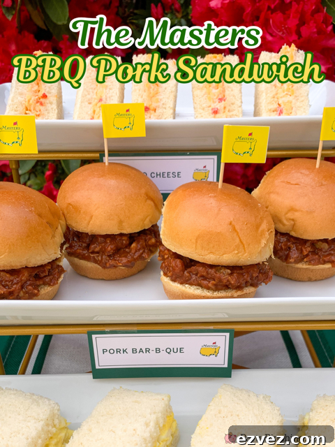 easy Masters BBQ pork sandwich original recipe, best easy classic BBQ pork recipe, Augusta National Masters Golf Tournament famous BBQ pork sandwich recipe, best Masters watch party food recipe ideas and decor