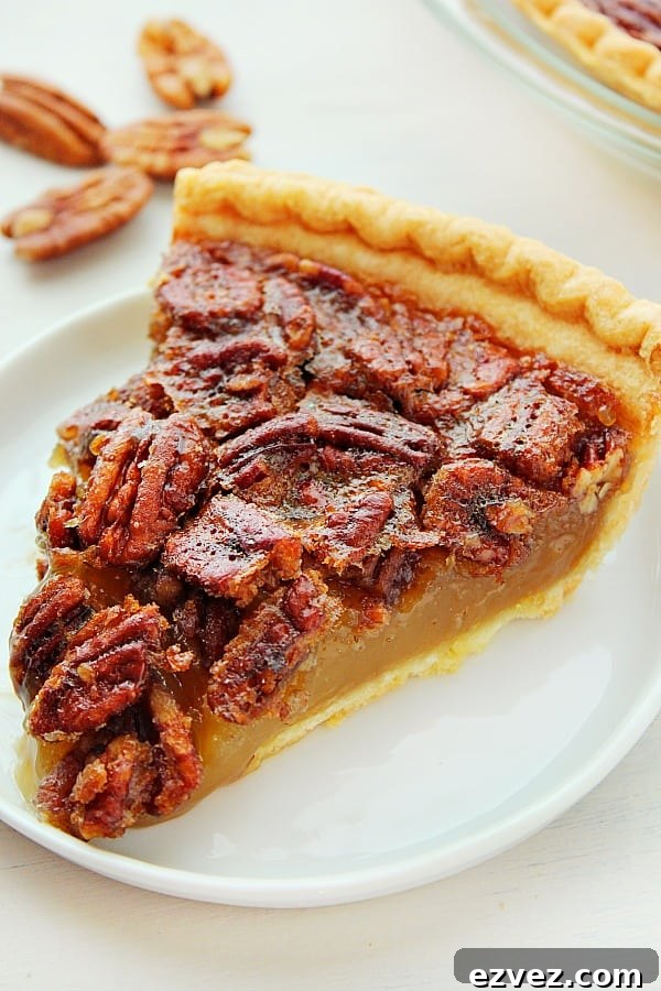 Pecan Pie slice on plate.