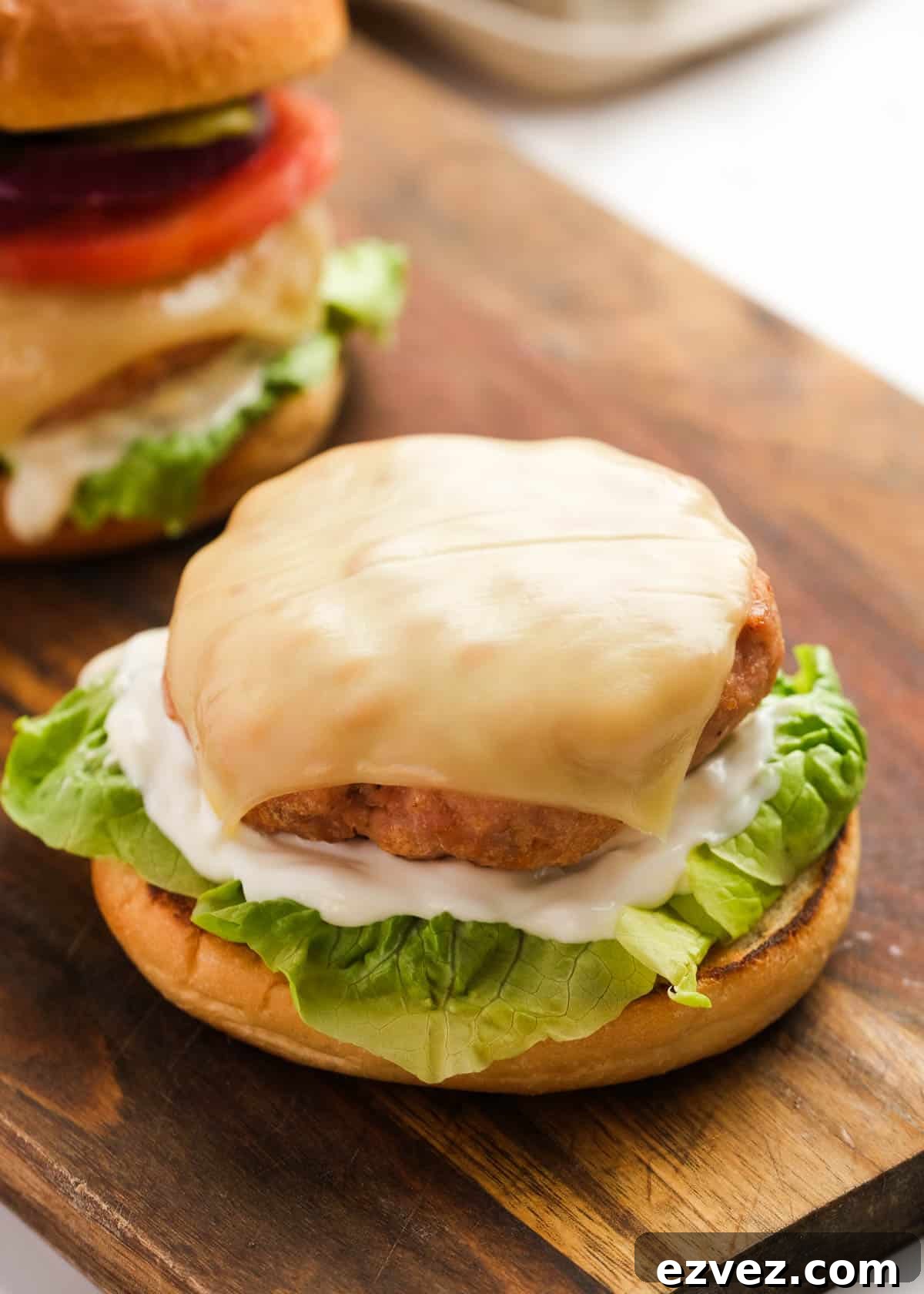 cheese melted onto turkey burger