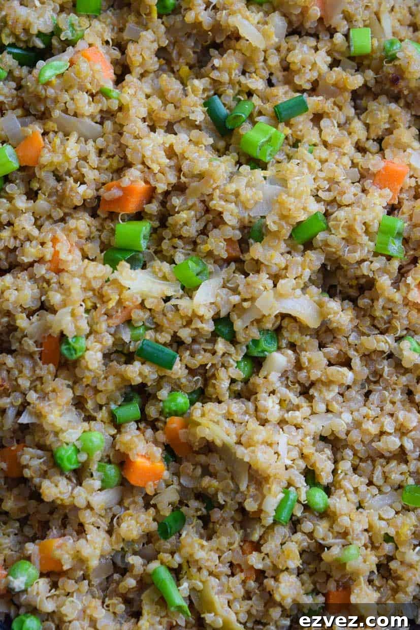 Quinoa Fried Rice overhead close up shot
