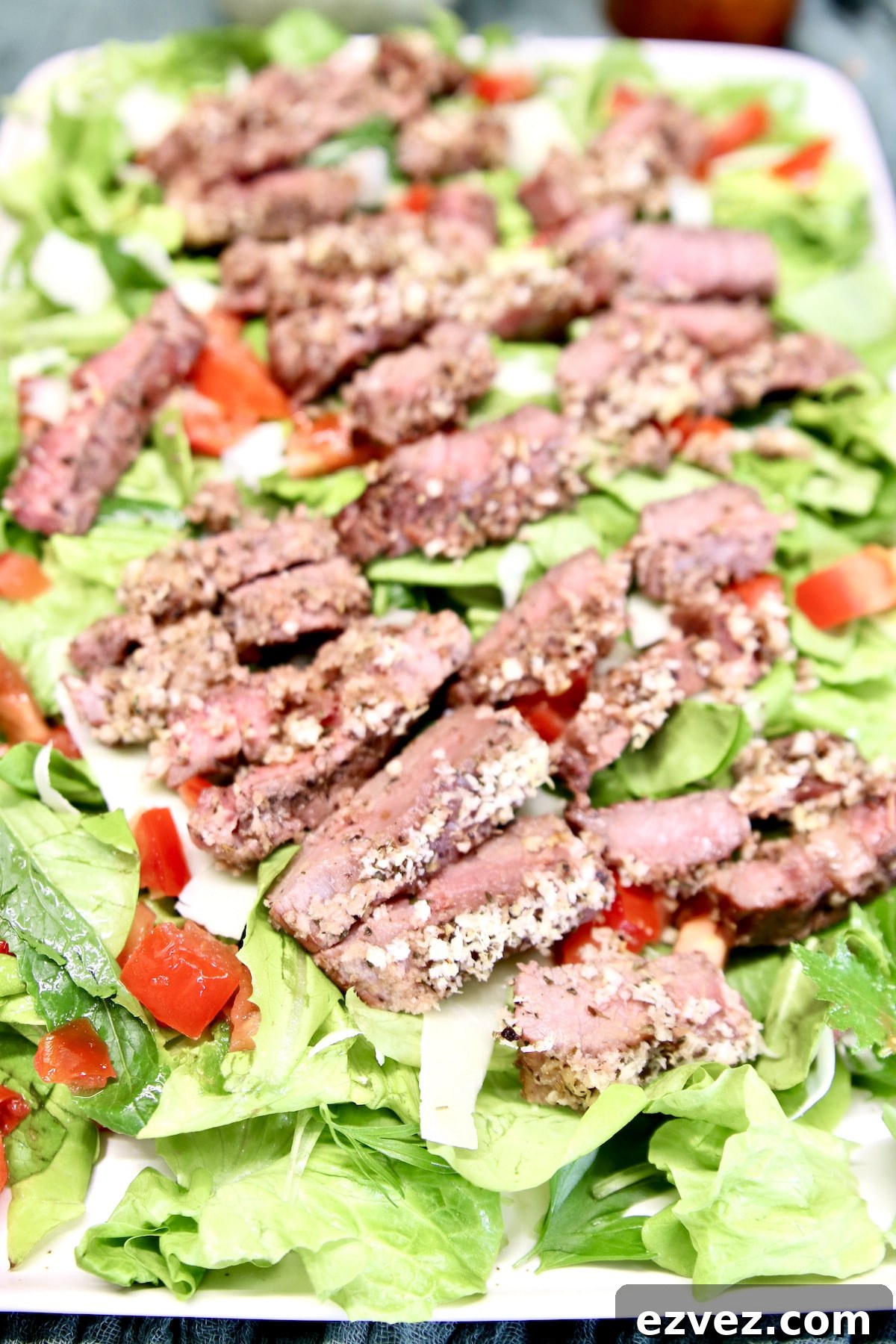 Platter of steak salad.