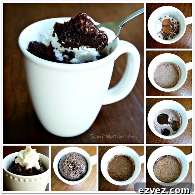 The Moistest Chocolate Mug Cake (No Eggs, Milk or Butter) - Sweet Little Bluebird