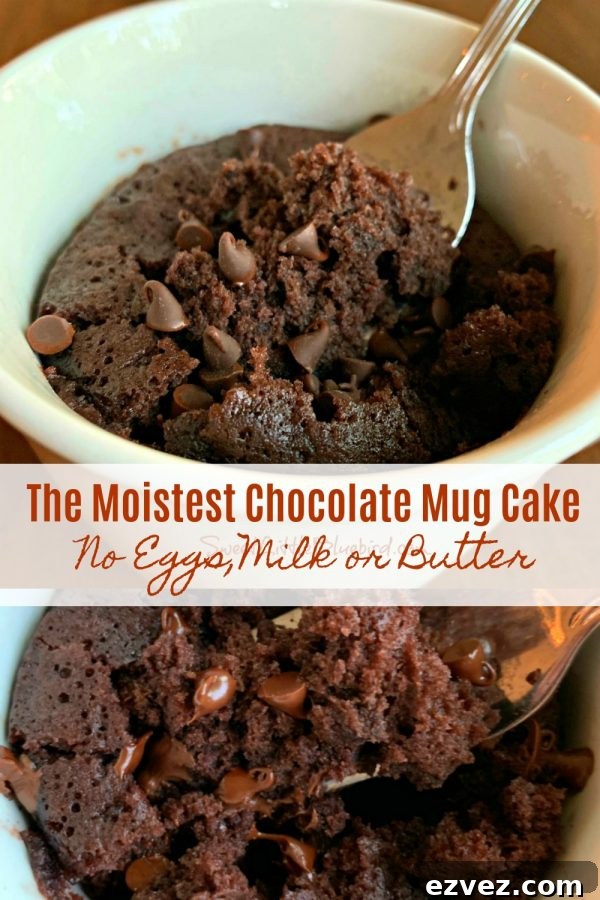 THE MOISTEST CHOCOLATE MUG CAKE (No Eggs, Milk or Butter) - Sweet Little Bluebird
