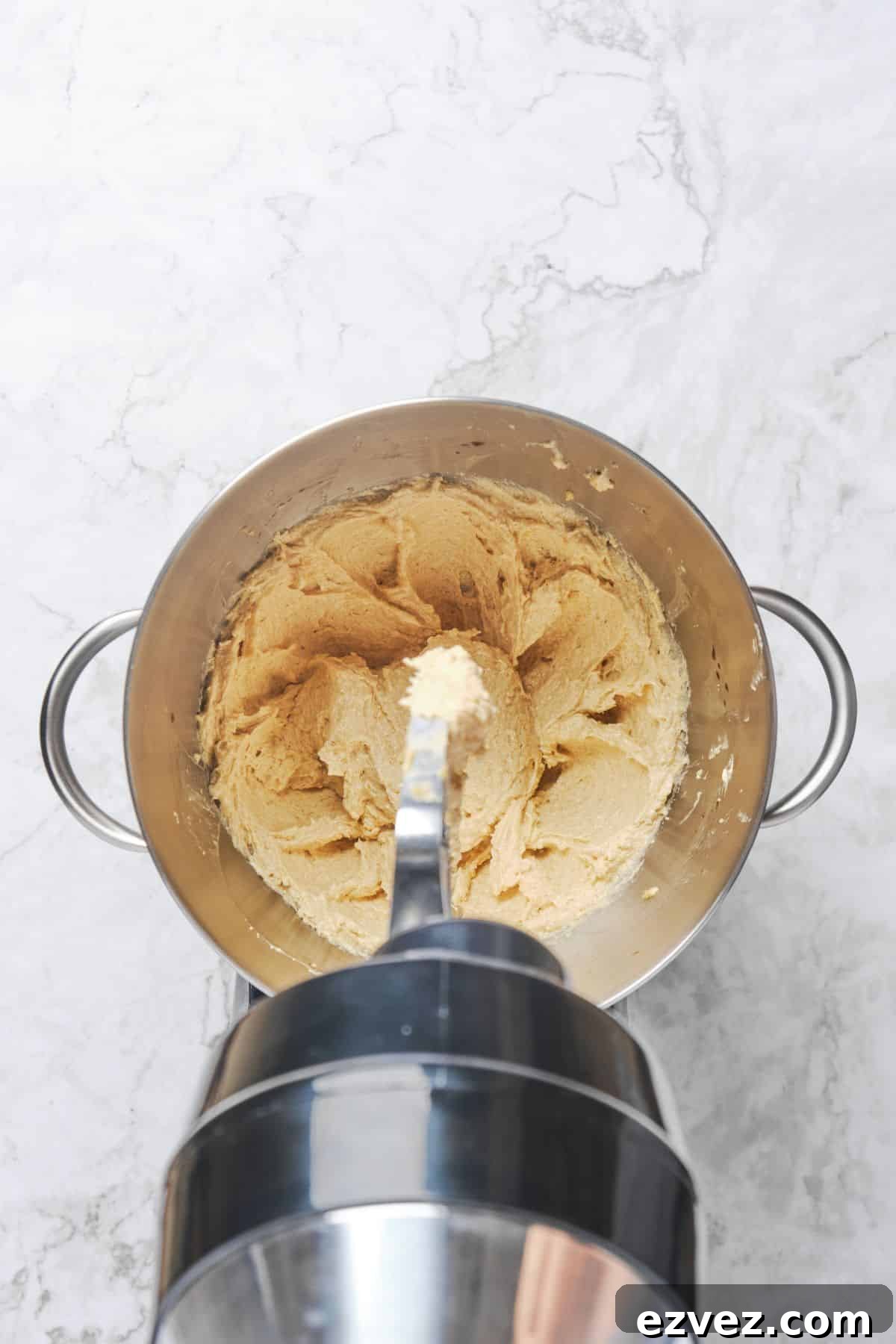 Creamed butter cookie base mixed with egg.