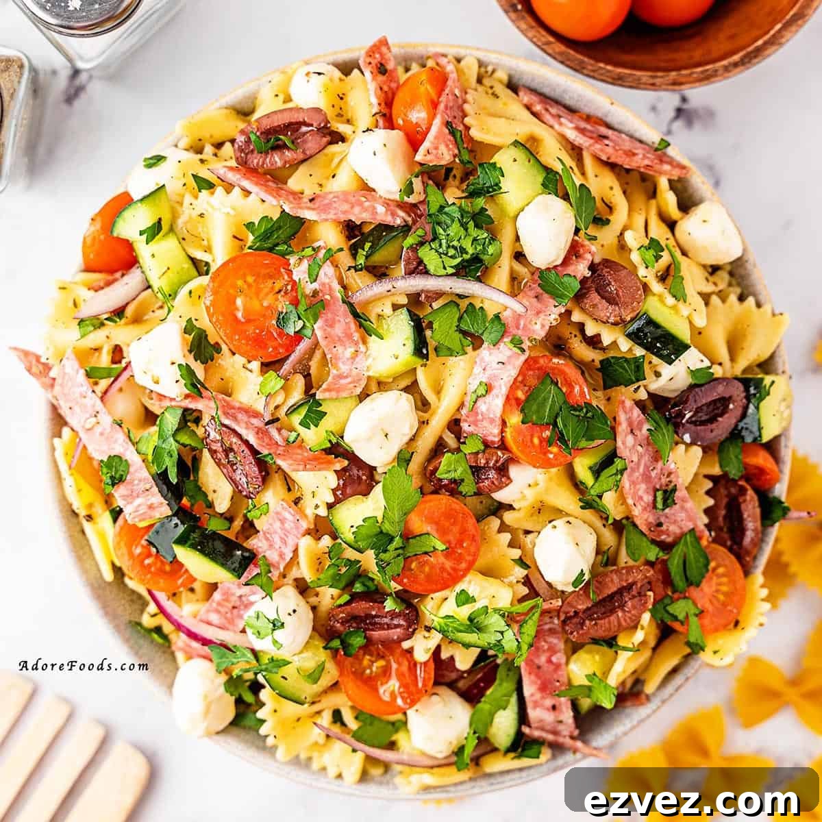 Zesty Italian Pasta Salad with Salami