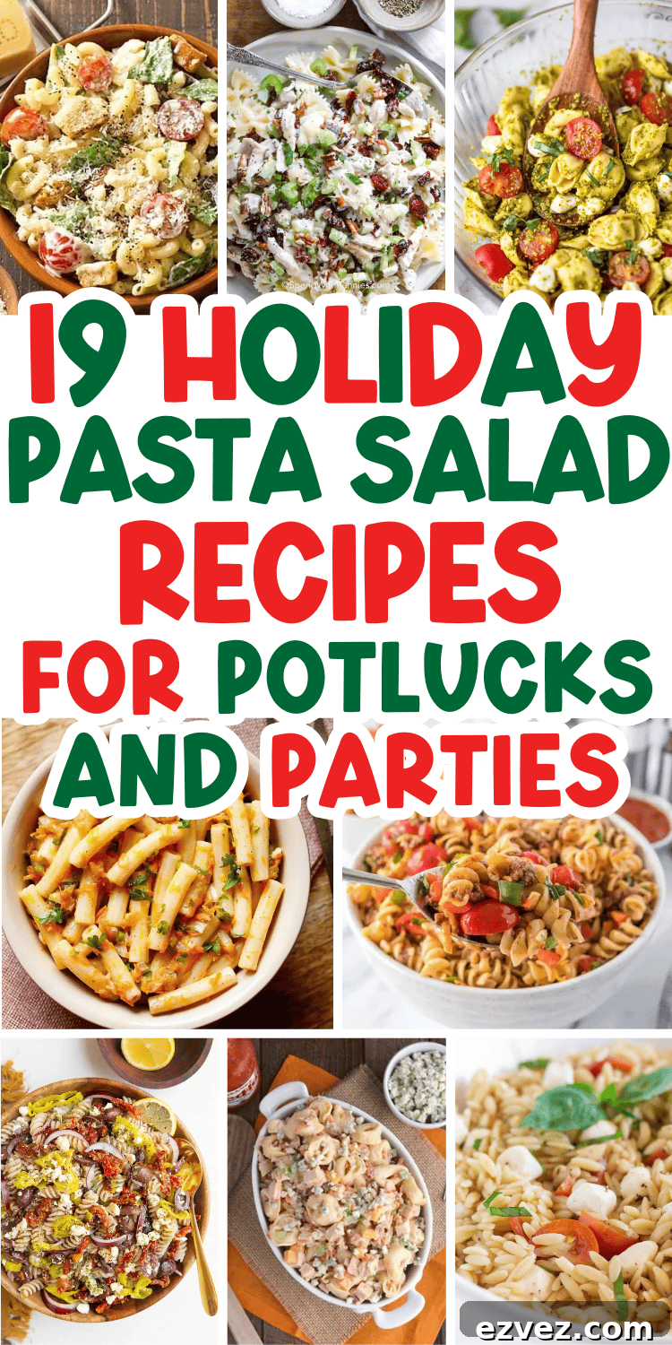 Holiday pasta salad collage